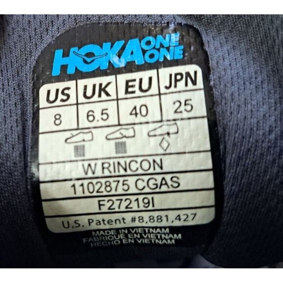Size 8 - Hoka One One Rincon Gray Aqua - 1102875-CGAS Lowcut Sneakers - Picture 2 of 13
